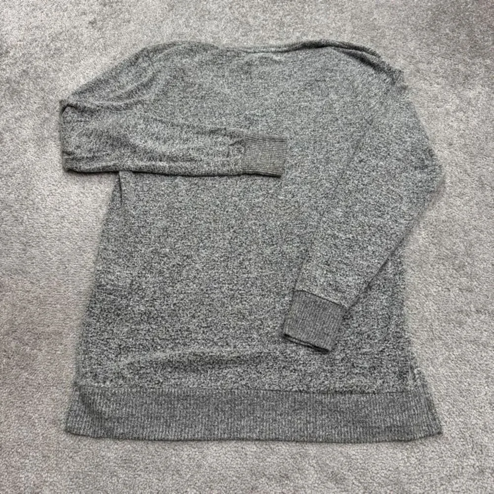 Lucky Brand Tunic V-Neck Pullover Sweater Womens Small Petite Heather Gray Knit